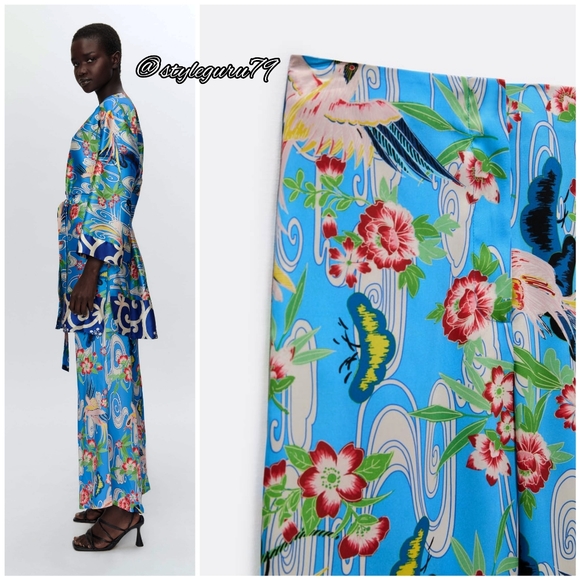 NWT, ZARA, Printed High Waisted Trousers - Picture 4 of 4